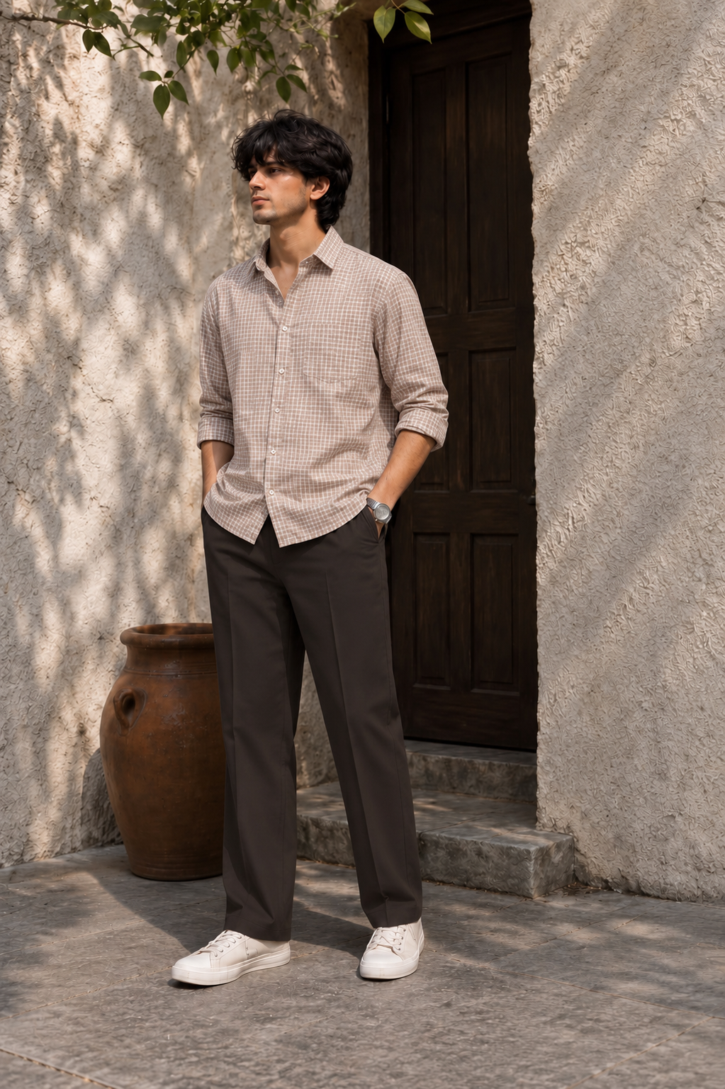 Dark Brown Classic Pleated Trousers thumbnail 6